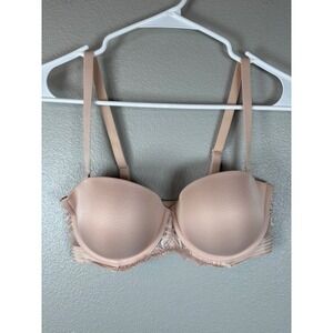 Maidenform Multi-way Push Up Extreme Lift Open Neckline Bra 34D‎ Beige Strapless